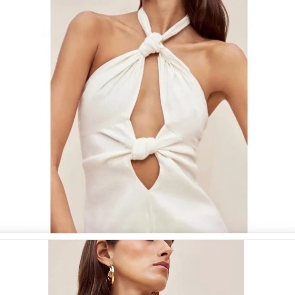 Cult Gaia Ivory Knotted Backless Dress NWT